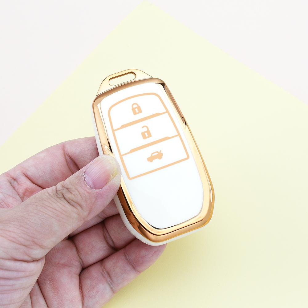2/3/4 Buttons Car Key Case Cover For Toyota Land Cruiser Crown Highland Prado Yaris Cross Aygo X Rav4 Harrier Hilux Fortuner