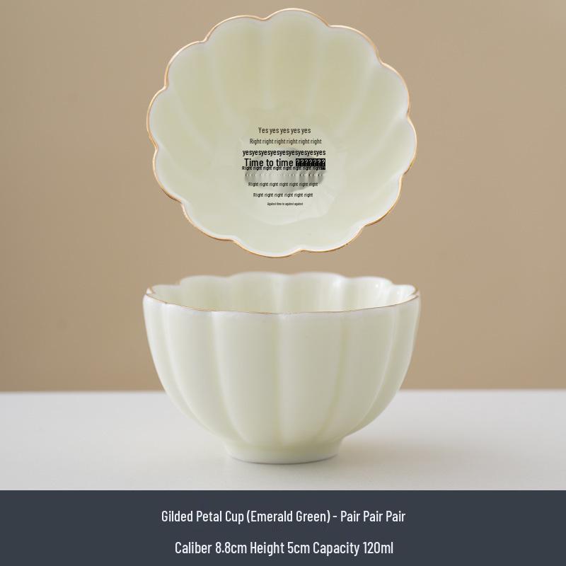 Jade White Porcelain Tea Cup with Flower Petal Design - Ceramic Tea Set for Women