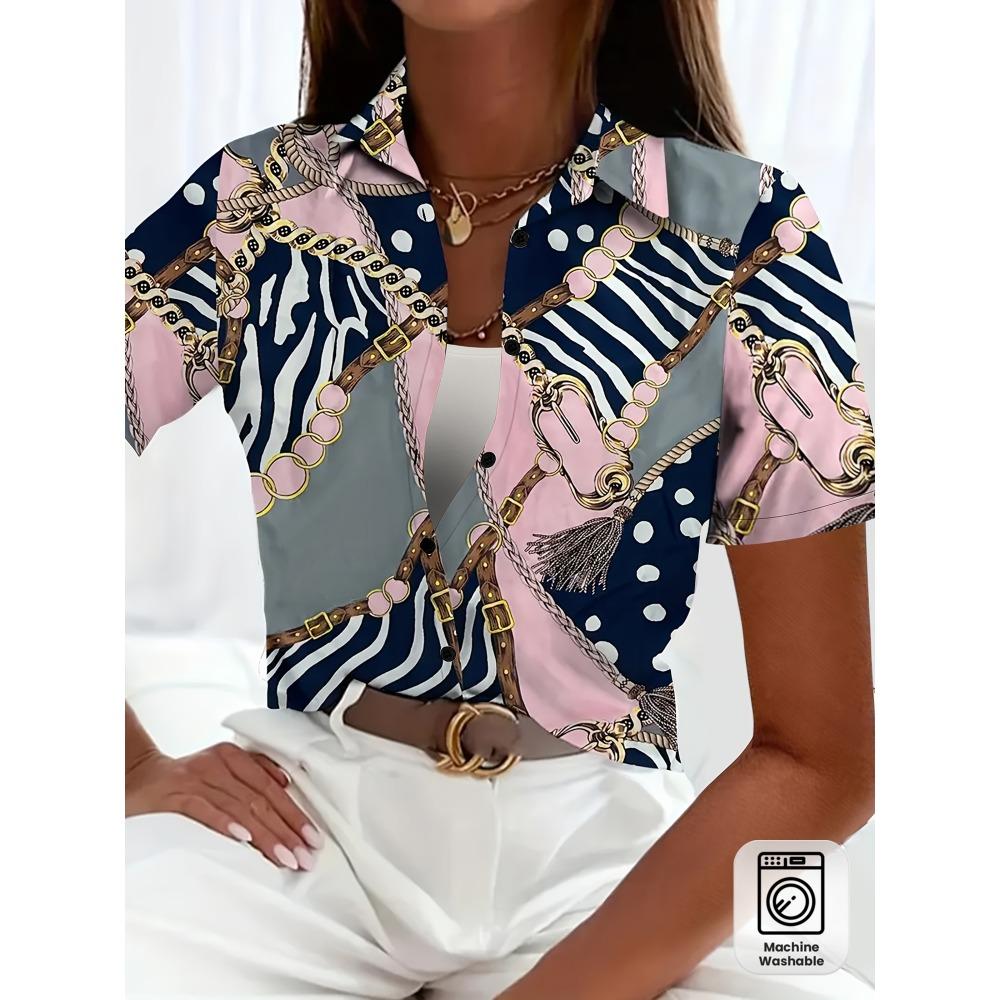 Plus Size - Plus Size - Elegant Geometric Print Shirt for Women S