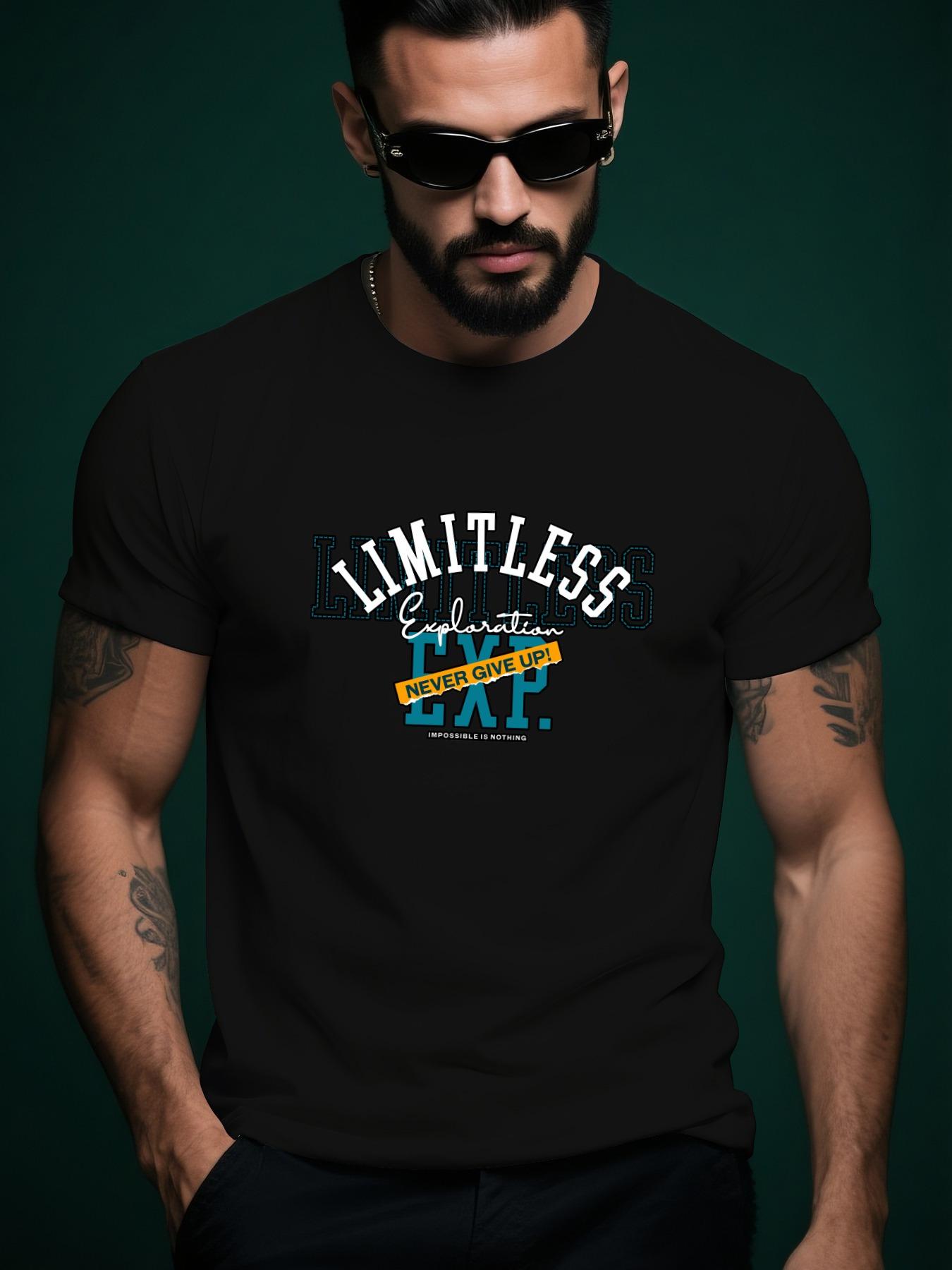 Limitless Graphic Tshirt - Navy Blue Motivational Tee wit... S