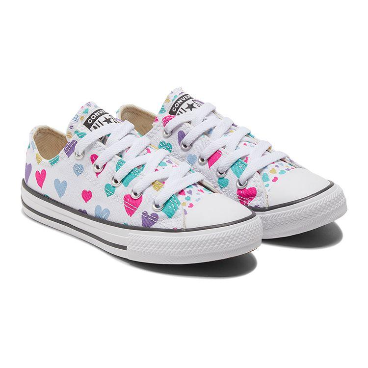 Converse Chuck Taylor All Star Canvas Fashion Comfortable Durable Low Top Kids Canvas Shoes Kids sneaker White Purple Multicolor 671609C