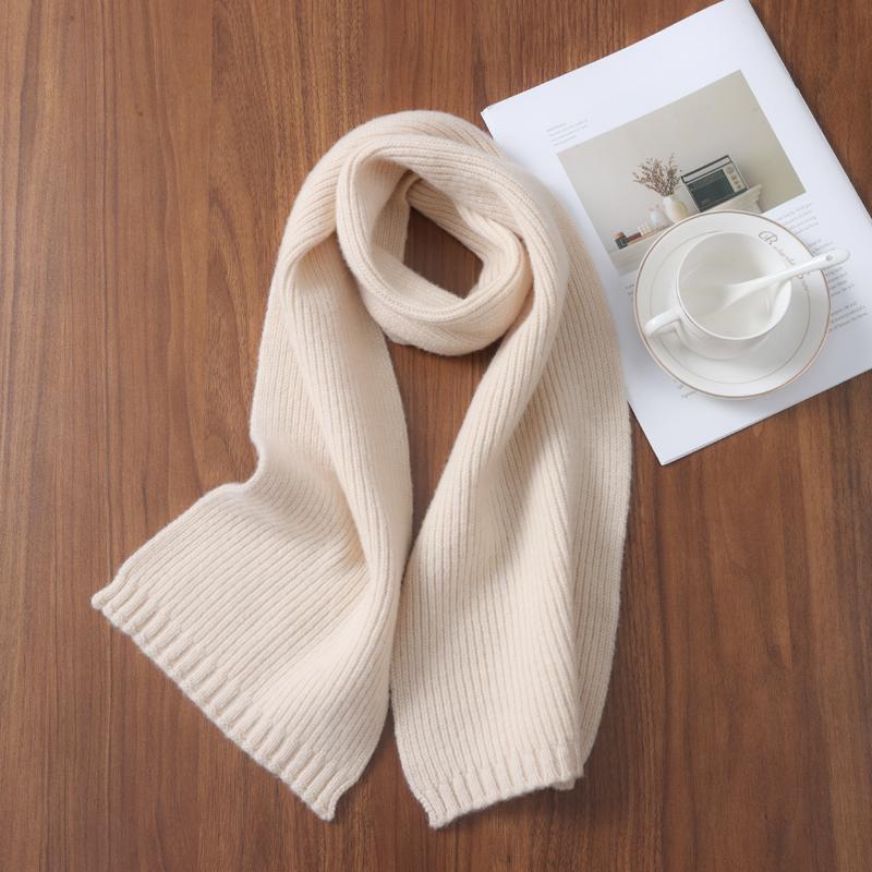 100% Wool Solid Color Knitted Scarf For Couples Women'S Winter Thick&Warm Multi-Functional Rectangular Outdoor Windproof Scarf