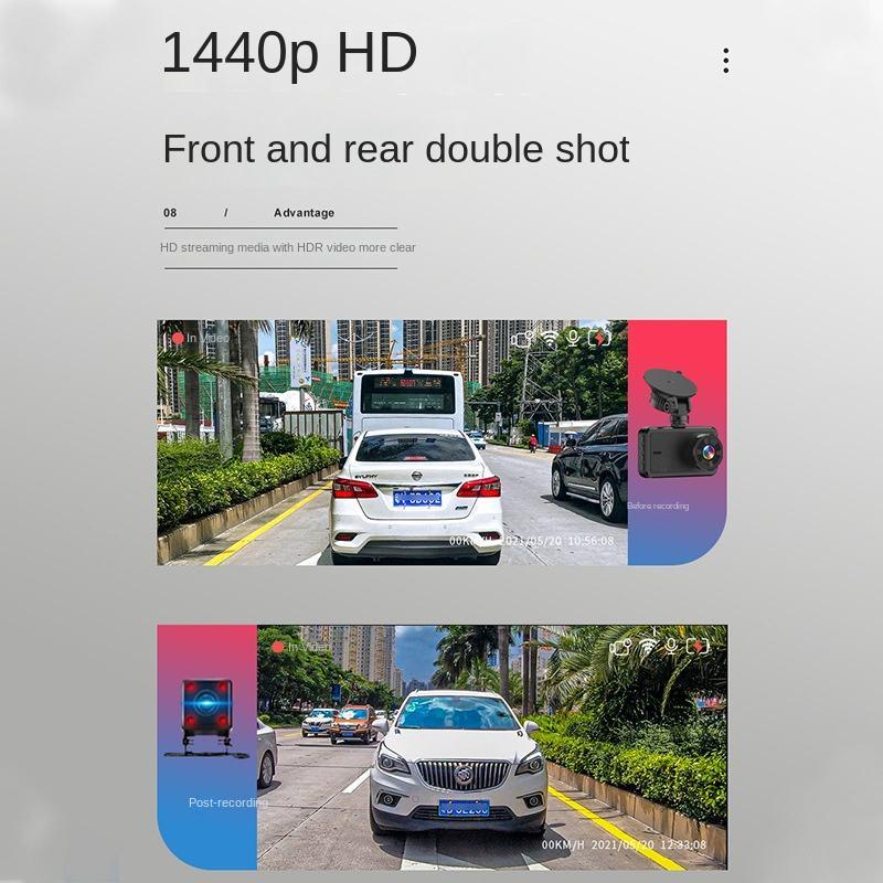 Hot Sale Dash Cam with Front and Rear Dual Lens WiFi Car DVR Recorder 3" IPS Display 128MB Built-in Parking Monitor G-sensor