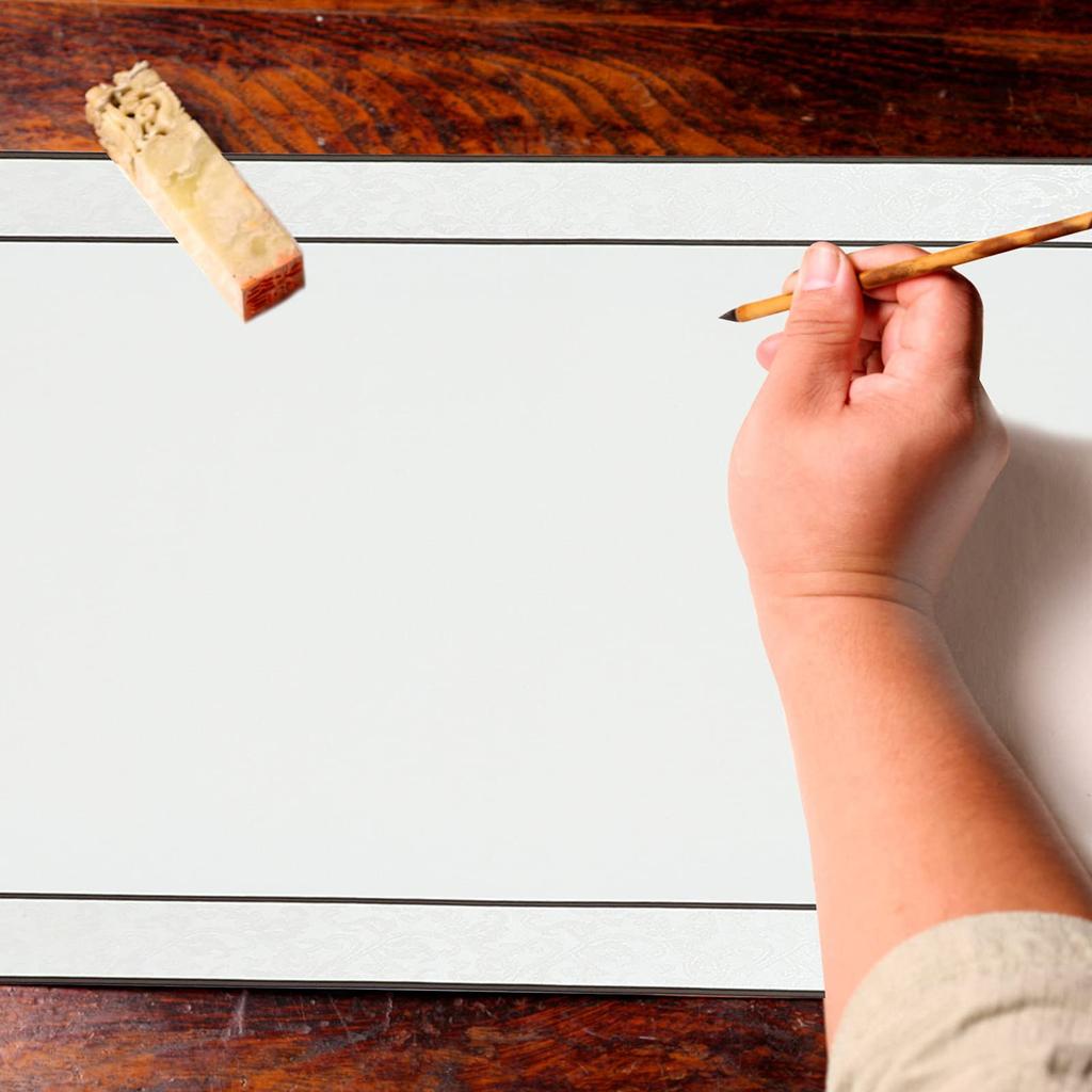 EXCEART Hanging Blank Calligraphy Traditional Chinese Wall Scroll for Calligraphy Calligraphy Paper Scroll, Paper, 46.85x6.30 Inches, Practice,