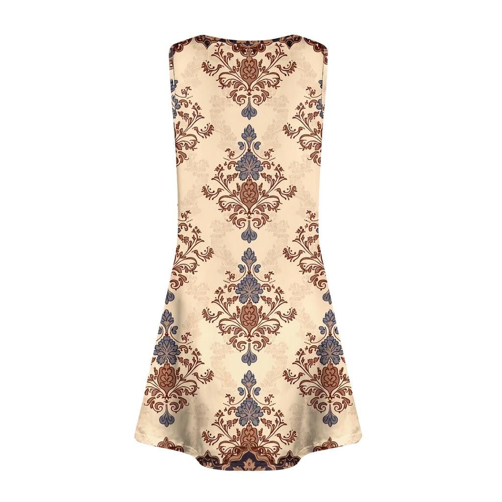 Damen Sommerkleider Lockeres V-Ausschnitt Ärmelloses Sommerkleid Kleid Mit Taschen