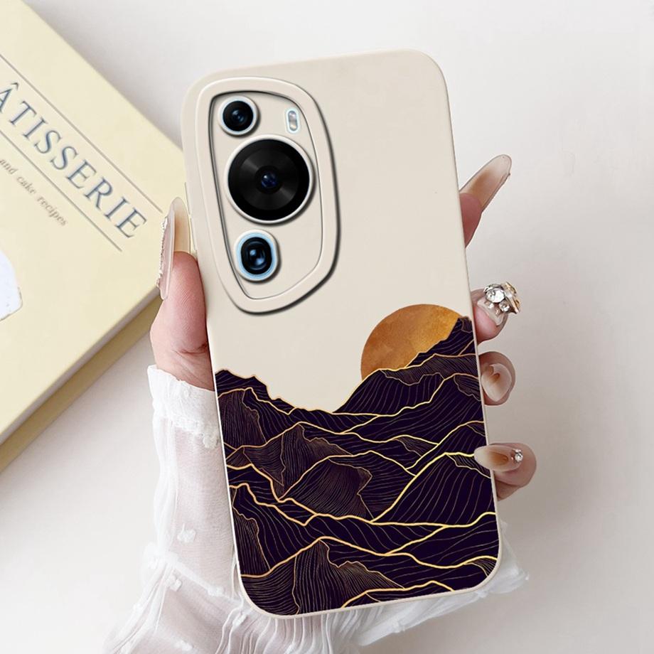For Huawei P60 Art / P60Pro / HuaweiP60 Case Liquid Silicone Soft TPU Back Cover Phone Funda Gothic Black Night Bumper Panda Bag