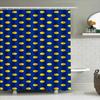 Blue Shower Curtain With Yellow Ovals Bathroom Decor For Home Decoration Waterproof Bath Mat Set Easy Installation In The Tub Or