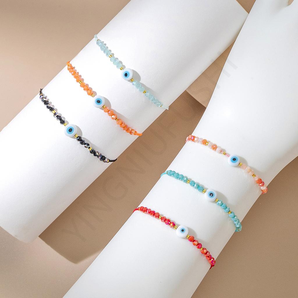 ins Color Devil's Eye Splicing Crystal Braided Adjustable Ladies Premium Sense Hand Rope Spot