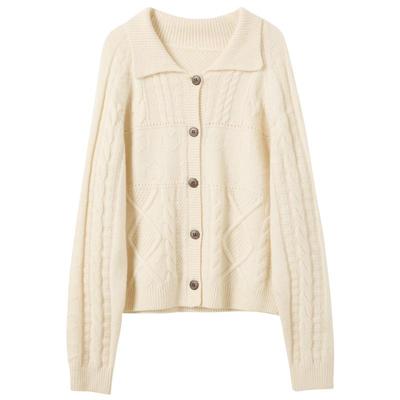 Sancai 2026 Winter Loose Cable Knit Cardigan