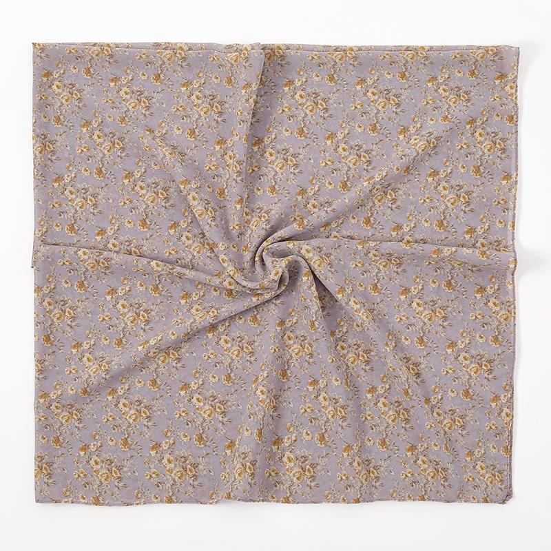 115cm Floral Printed Square Scarf Chiffon Headband Scarf For Muslim Woman Hijabs Shawls Lady Elegant Wraps Ethnic Islam Turban