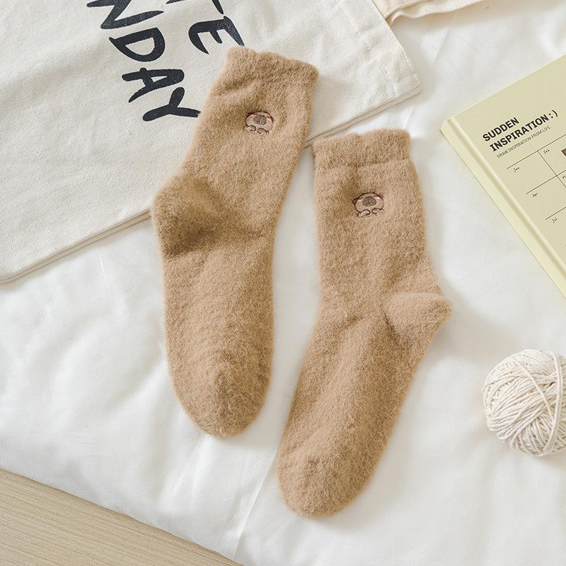 Female Autumn and Winter Add Velvet To Keep Warm and Lovely Home Floor Sleep In Tube Socks