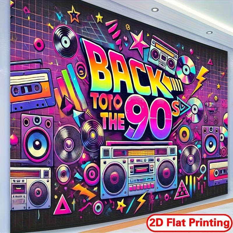 [2D Flat Printing Banner] 1 piece. Returned to the 90s retro photography background - Vibrant neon 90s theme.