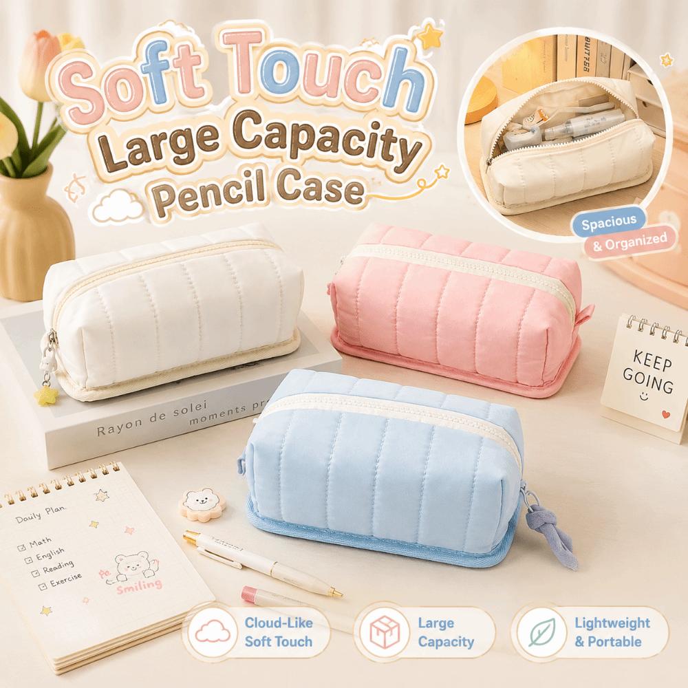 Solid Color Pencil Case Large Capacity Stationery Bag Portable Pen Bag  School Supplies