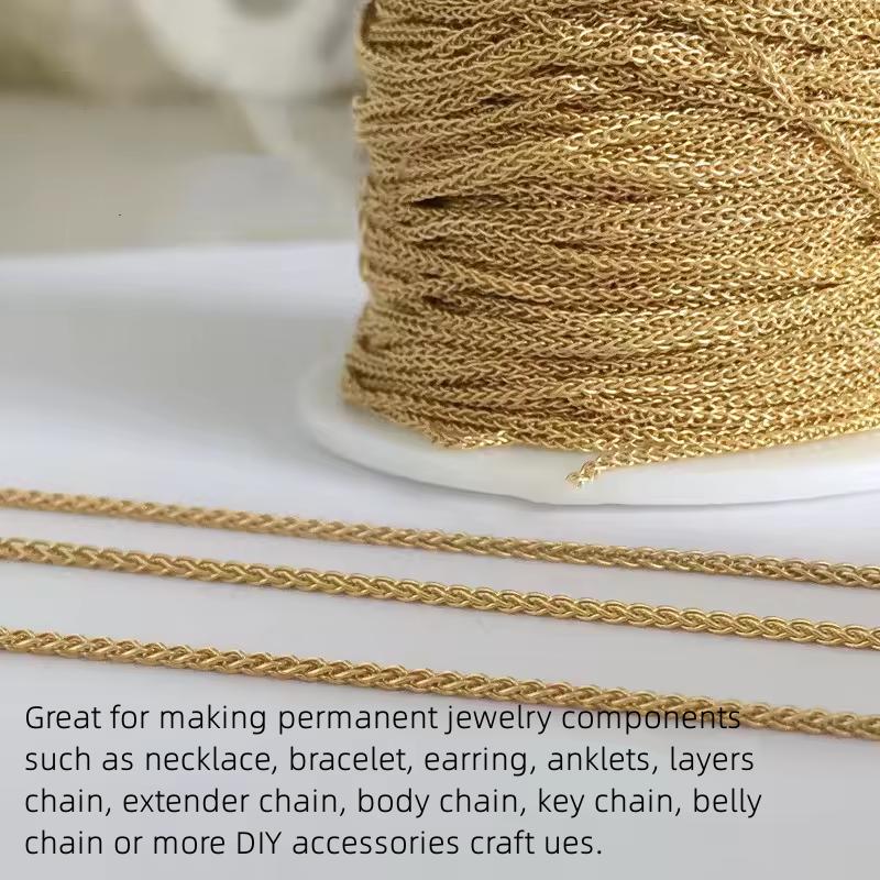 Fashion Wheat Chain 14k Bulk Spool for Jewelry Making Bracelet Necklace Gold Filled Rope Chain