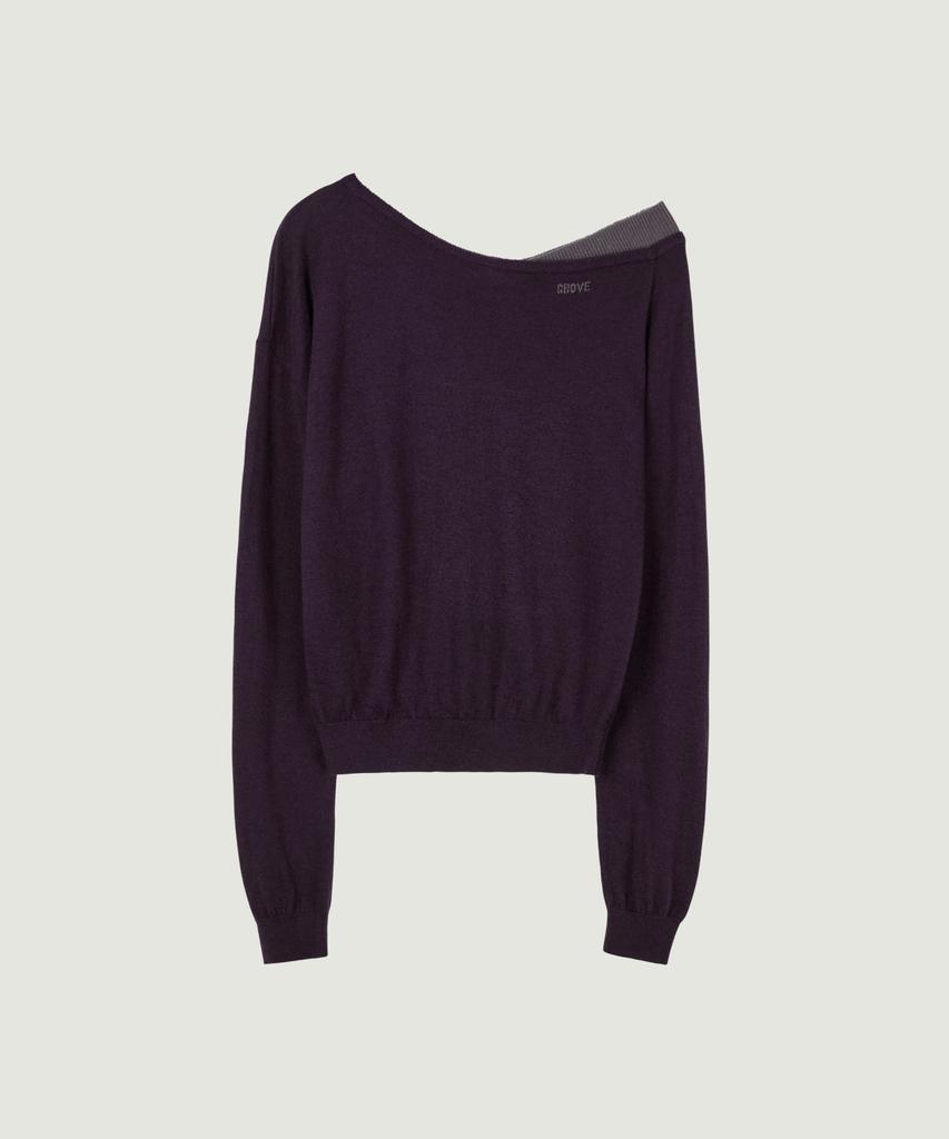 GROVE 26Fw Eden Combi Knit (Plum)