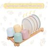 UMU Kinderspiel-Geschirrset, Holz-Kinderküchen-Geschirrset, 33-teiliges Set, Montiert, Montessori-Stil für Jungen und Mädchen, Perfekt für Pr
