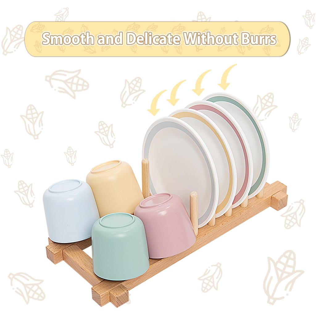 UMU Kinderspiel-Geschirrset, Holz-Kinderküchen-Geschirrset, 33-teiliges Set, Montiert, Montessori-Stil für Jungen und Mädchen, Perfekt für Pr