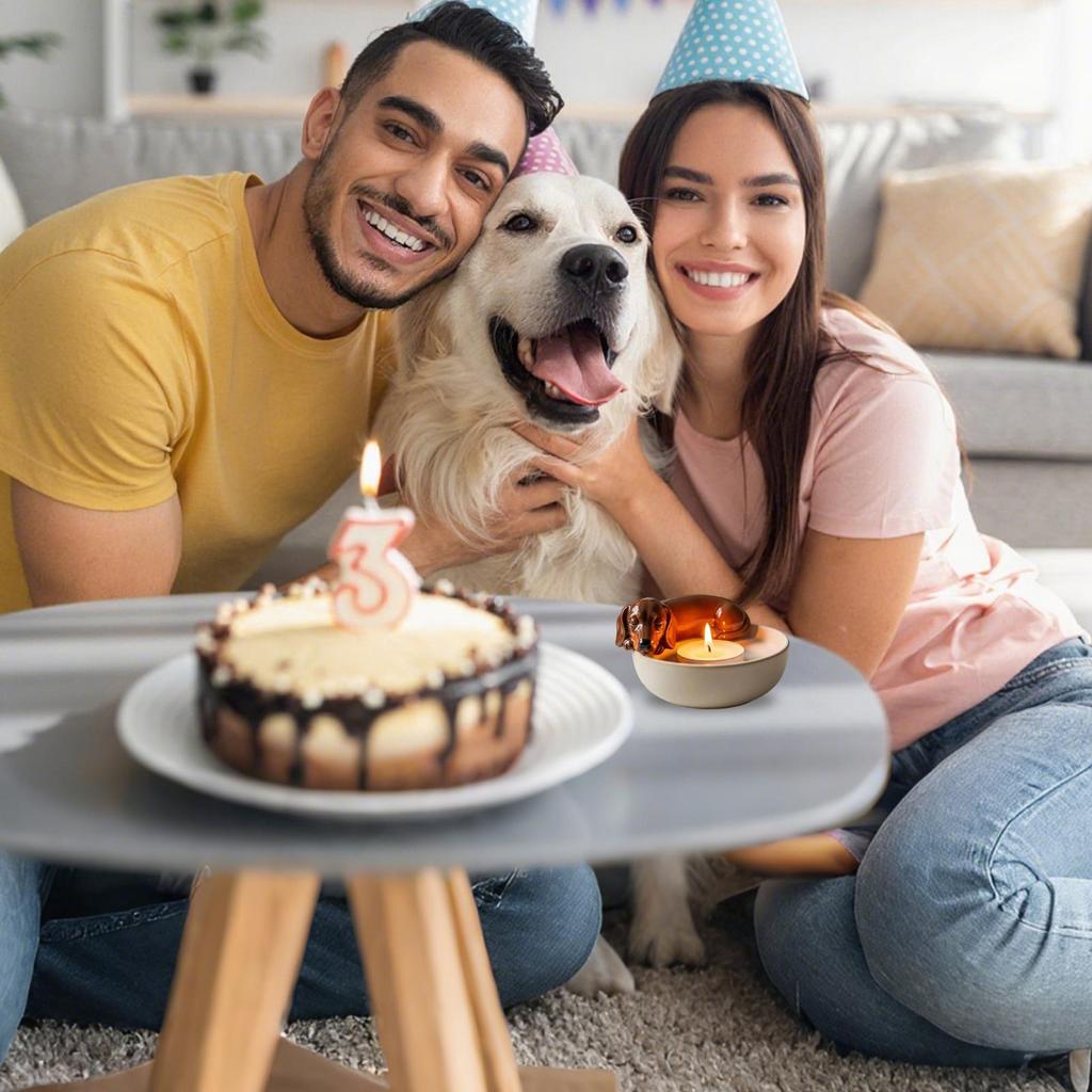 Tea Light Candle Holder Candle Table Holder Dog Design Burner Tray Modern for Fireplace Halloween Thanksgiving Christmas