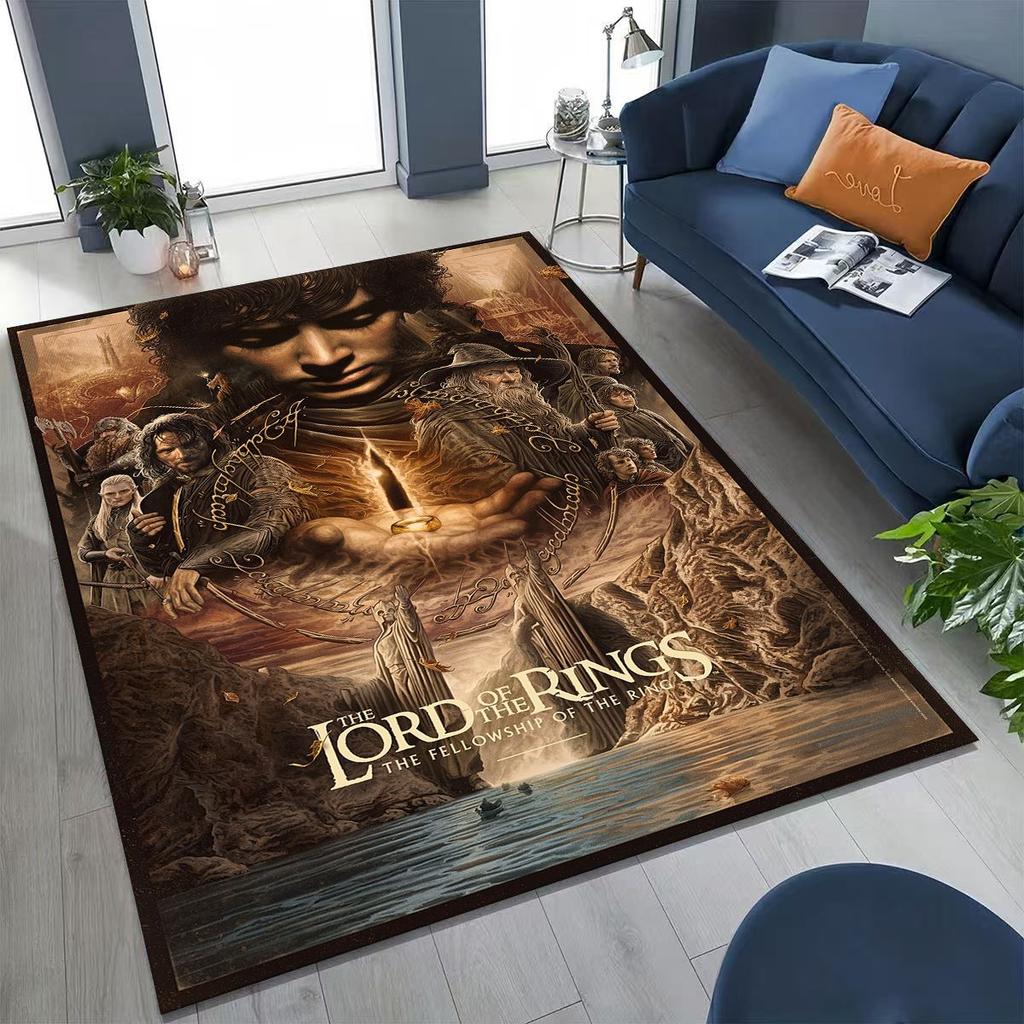 3D L-Lord of The Rings H-Hobbit Movie Board Rug for Bedroom Living Room Sofa Home Doormat Decor, Large Kids Non-slip Floor Mat