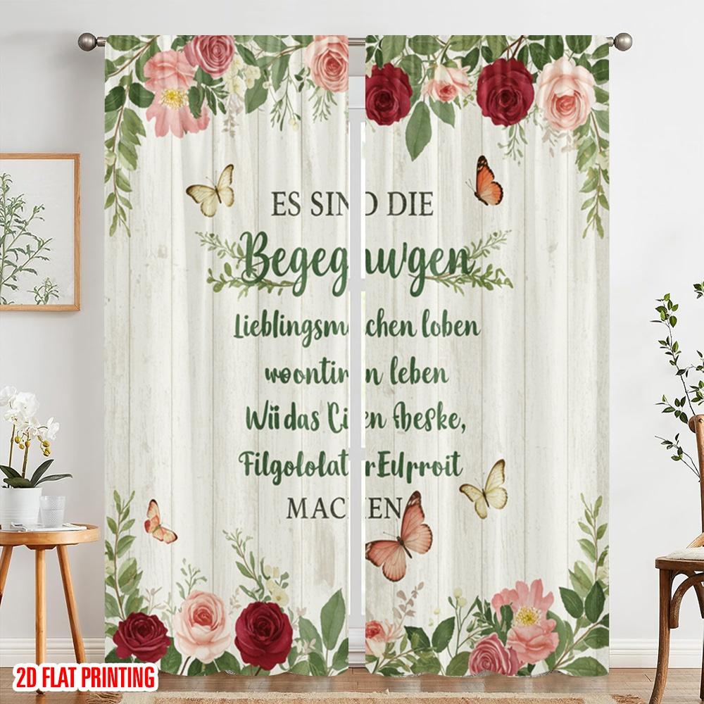 2pcs 2D Flat Printing Curtains Encounters Loved Ones Make Life Worth Fabric Without Electricity Festive Holiday for All Season