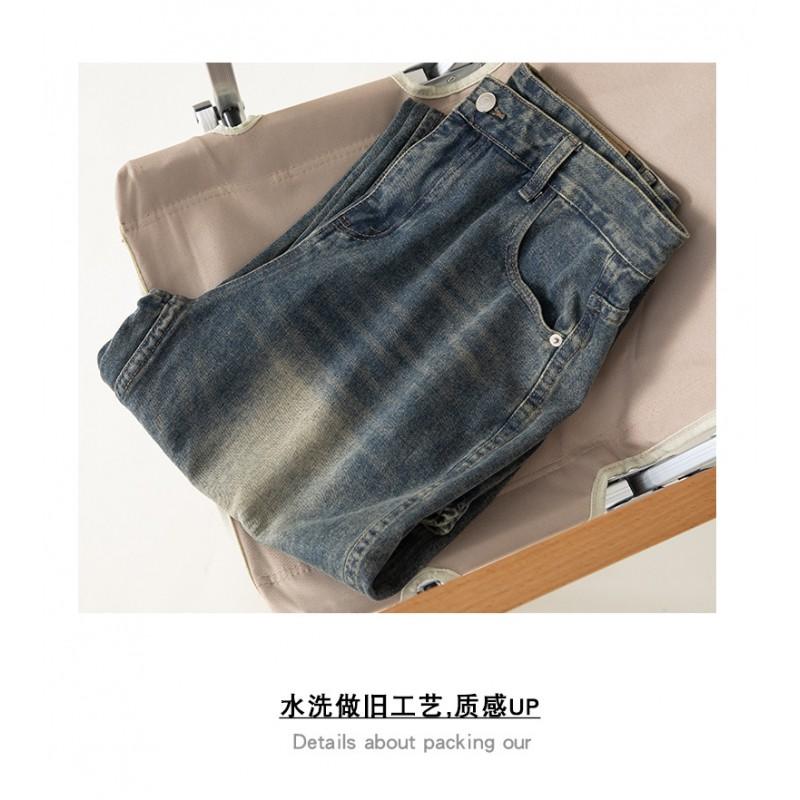 Mens Vintage Washed Straight Leg Jeans Loose Fit Hip Hop Style Casual Denim Pants Teens