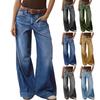 Dame Baggy Mid Waist Jeans Vide Ben Løse Denim Bukser Rette Ben Cropped Barrel Jeans