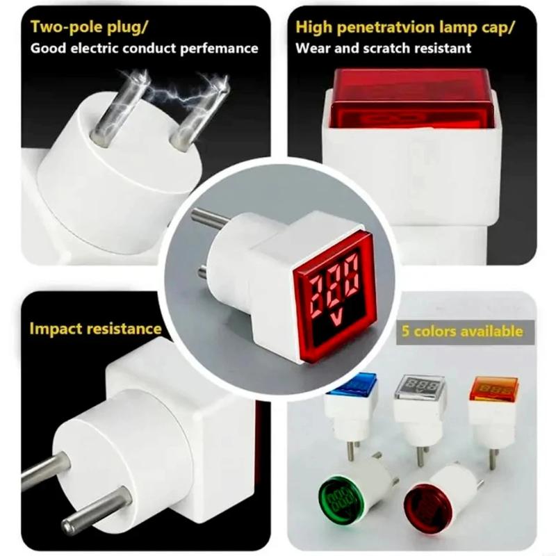 1Pc Led Digital Ac Voltmeter Indicator Square Eu Plug Digital Voltmeter 50–500V Voltage Measurement Range