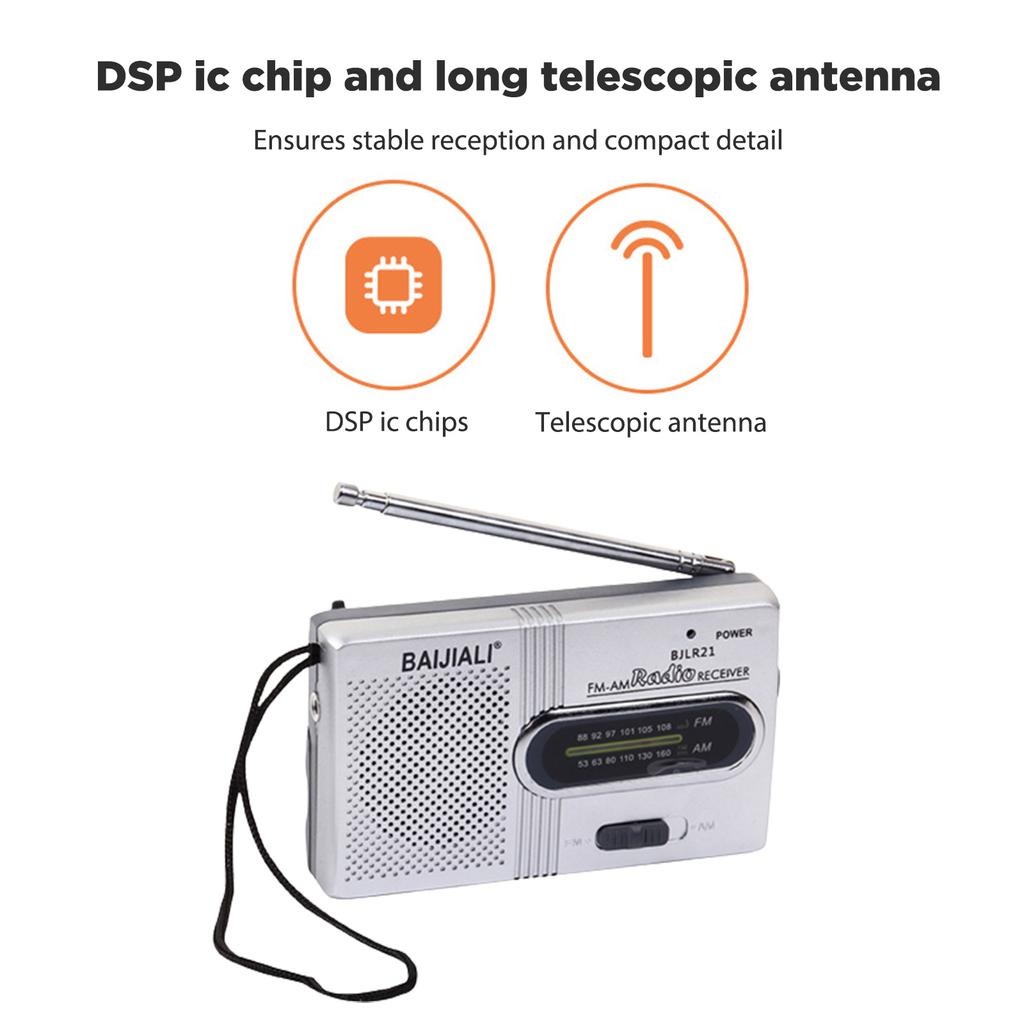 Small Portable Radio Vintage Battery Operated Radio Handheld Dual Band FM/AM Band Receiver Telescopic Antenna Built-in Speaker