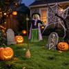 Realistic Halloween Patterns Animated Witch Decoration Sound Activated Lighted Haunted House Prop Themed Decor Creepy Flying with Broom for