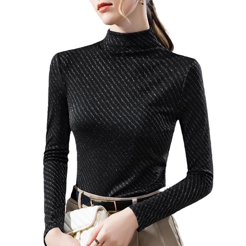 Semi-turtleneck Bottoming Shirt Women's New European Women's Clothing, Foreign Elastic Inner Waist Top