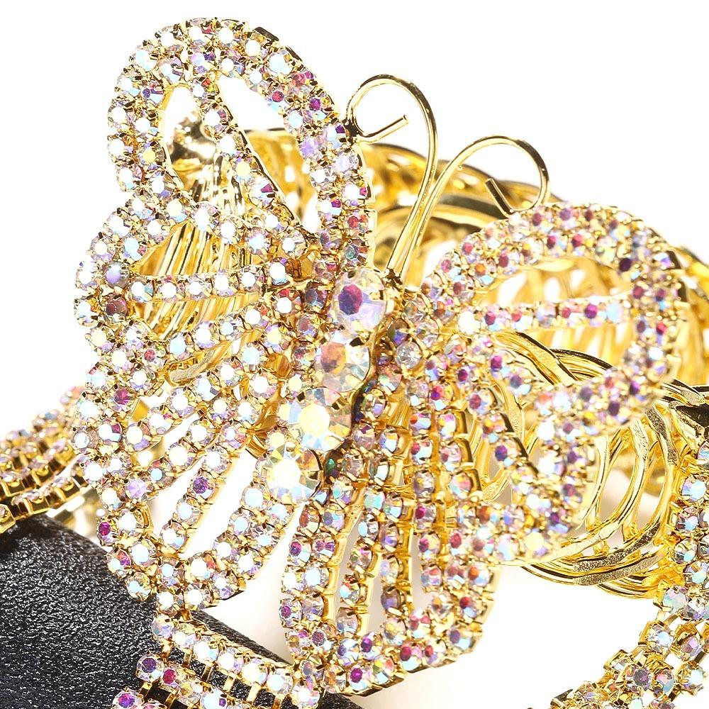 Armlet Crystal Tassel Arm Chain Adjustable Oval Upper Arm Bangle Butterfly Rhinestone Anklet  Party