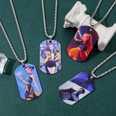 Stainless Steel Metal Printing Pendant Necklace Cartoon Animation Periphery