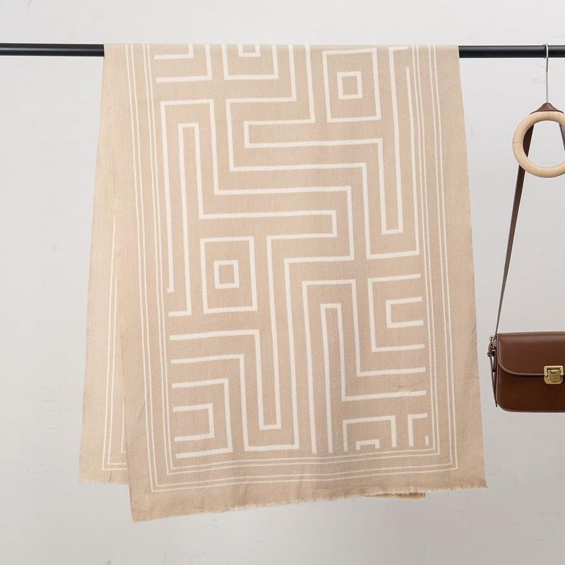 Labyrinth 70 New Autumn and Winter Skin-friendly and Warm Imitation Cashmere Printed Scarf Geometric Versatile Shawl