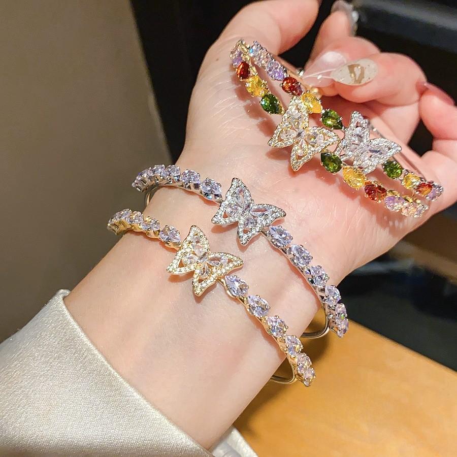 Fashion Butterfly Jewelry Bracelet With Zircon Stones For Elegant Women