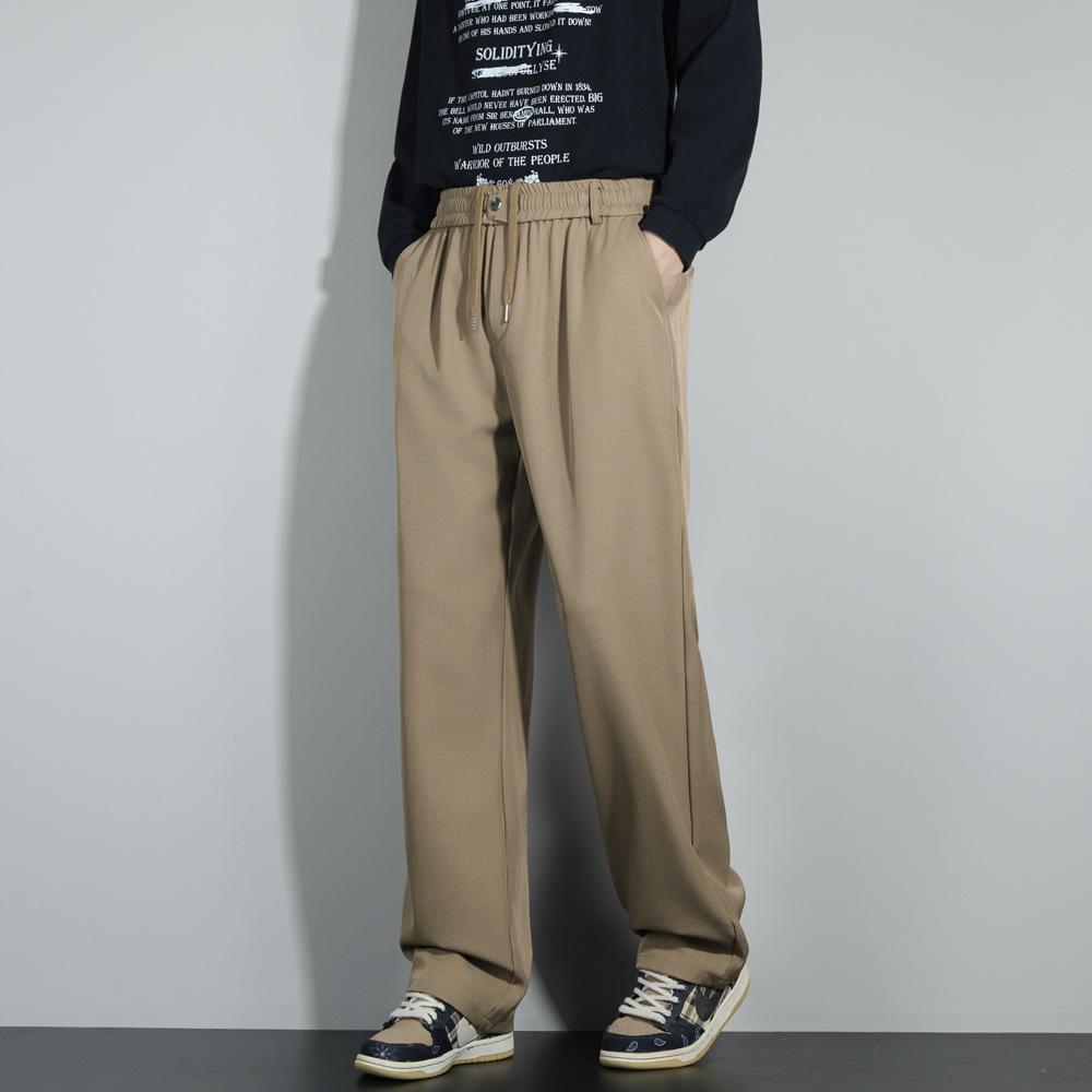 Drawstring drape casual suit pants men's loose and versatile high-end American straight-leg trousers men's small trousers