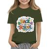Children's Casual and Fashionable Round-Neck Printed Short-Sleeve Top for Back-to-School