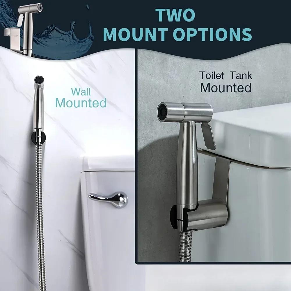 Sprayer Bidet for Toilet Hand Held Stainless Steel Kit with Hose Adjustable Water Pressure Bidet Attachment Shower Spray