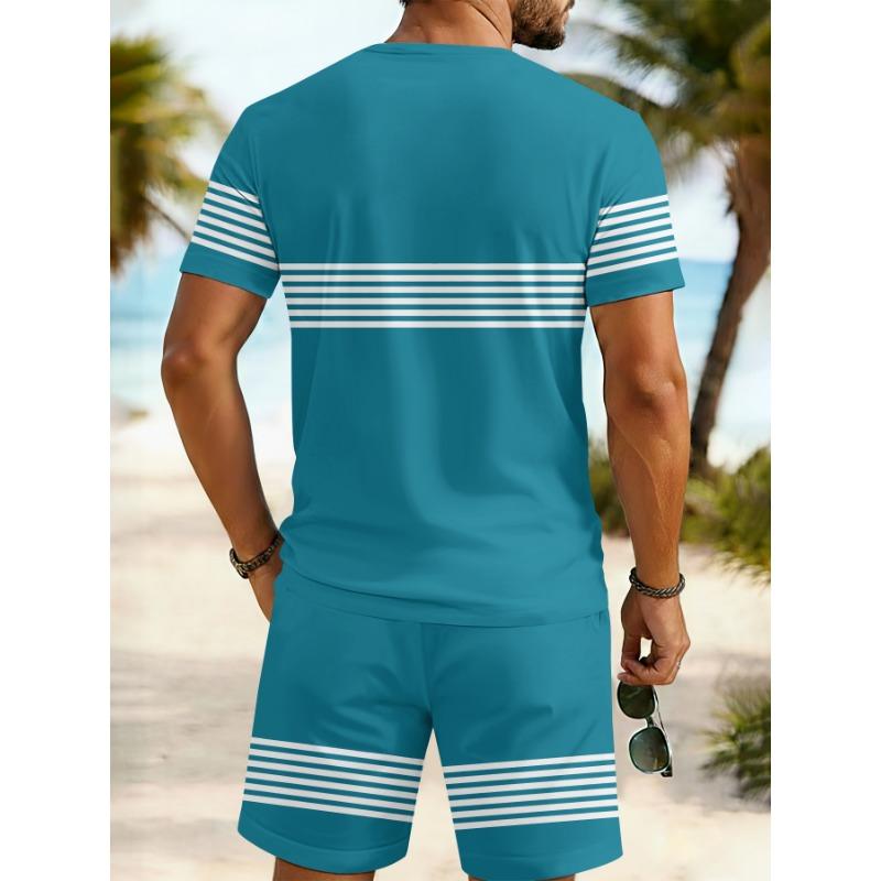 Heren 3D Digitale Print Casual Set met Korte Mouwen en Korte Broek - Zomer Print Set, Geschikt voor Hardlopen