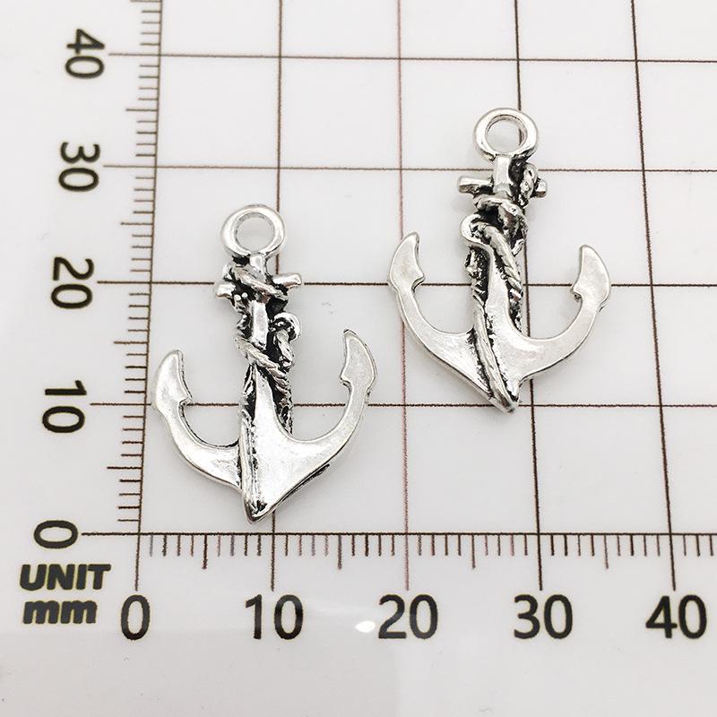Vintage Antique Silver Anchor Charm Pendant for DIY Jewelry - 1 Piece