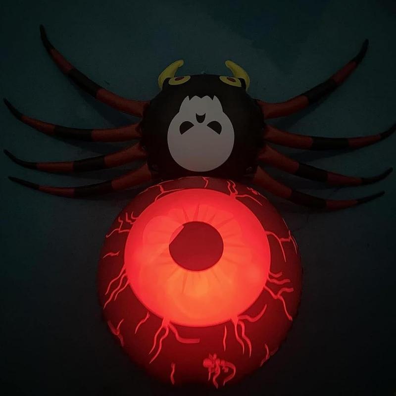 Halloween Decorations PVC Inflatable Spider LED Glow in The Dark Spider Balloon Halloween Party Supplies Yard Scary Ornaments