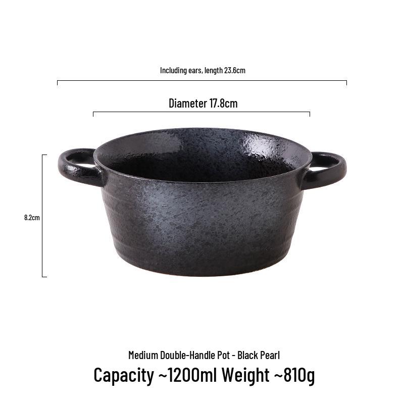 Large Double-Handled Ceramic Ramen & Soup Bowl