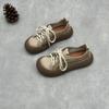 Originale Retro Schnürschuhe für Damen aus echtem Leder, lässige Wildleder-Rindlederschuhe für alle Jahreszeiten
