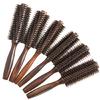 Straight Twill Boar Bristle Hair Round Brush Wood Handle Rolling Styling Comb