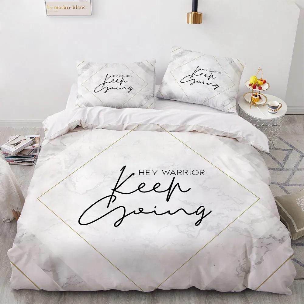 Comforter White Gold Marble Pattern Bedding Modern 3D S Twin Queen King Single Size Fashion Luxury Room Decor Women Gifts