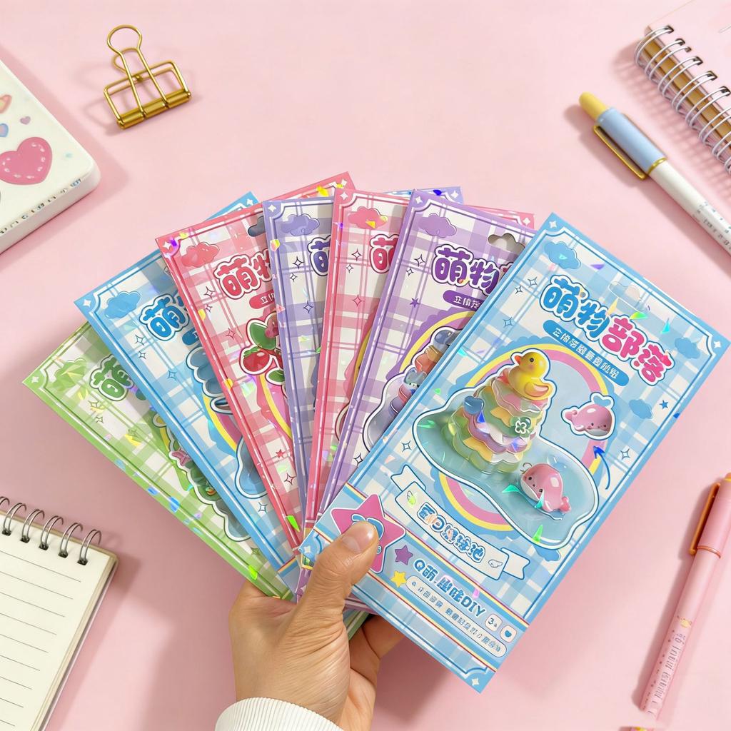 Cartoon 3D Solid Relief Stacked Stickers Handmade Cute Creative 3D  Sticker Children Student Gifts Exchange Stickers