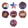 Patriotic Wreath for Front Door Handmade 4th of July Door Hanger Red White Blue American Wooden Hanging Plaque for Wall Porch Memorial Day Decor