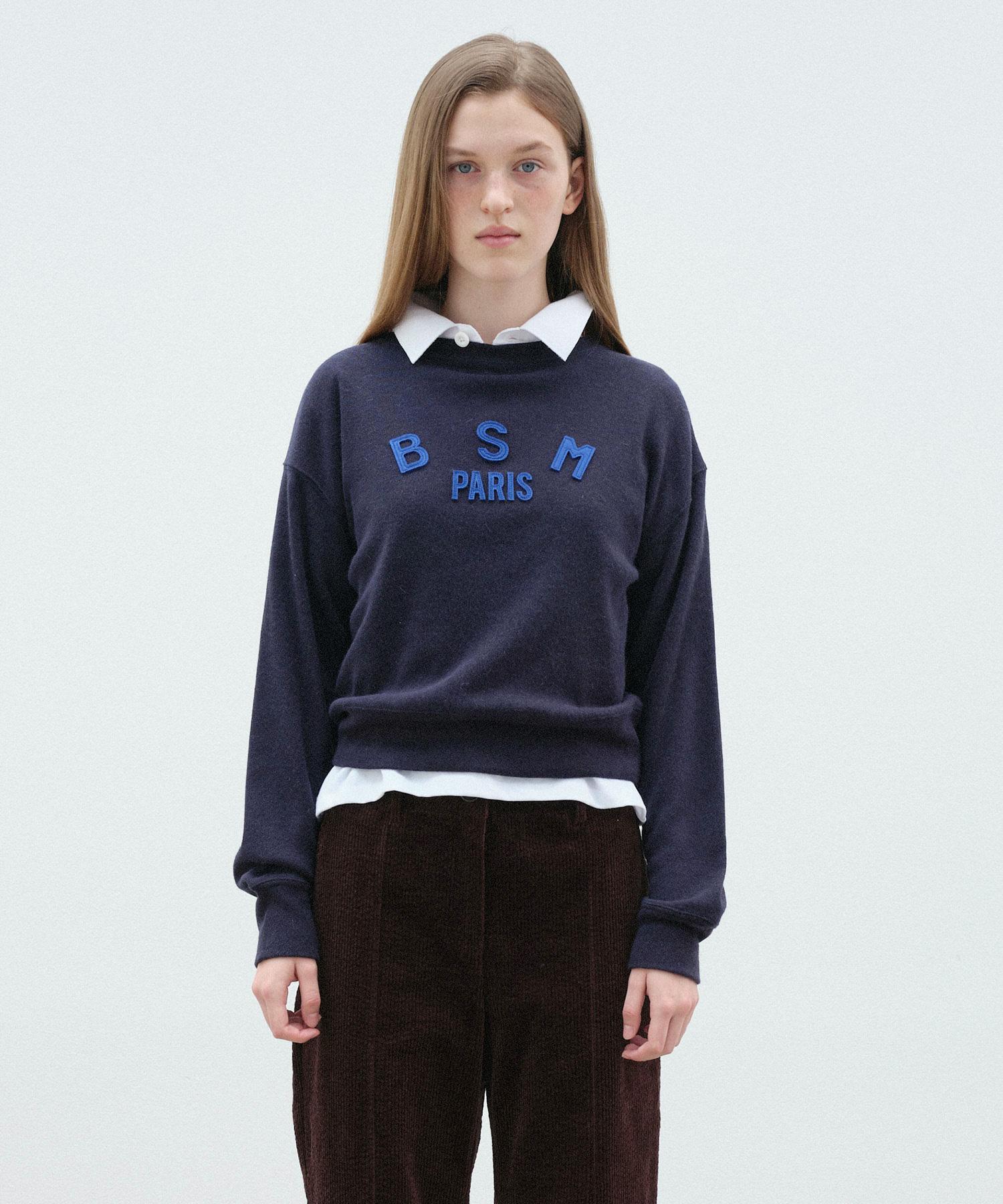 Bensimon Vintage Patch Logo Knit - Navy Navy/00S