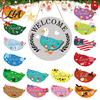 Housewarming Gifts for Goose Lovers Interchangeable Welcome Sign Front Door, Rustic Farmhouse Wood Door Hanger Home Porch Entryway And Seasonal Decor