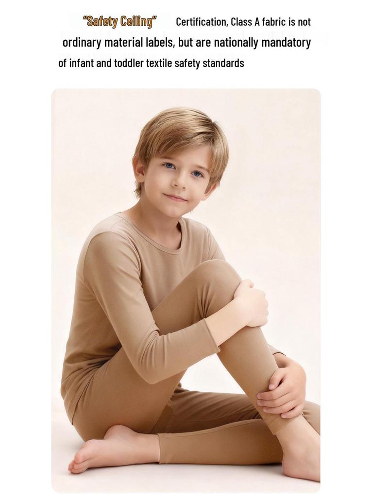 Children's Fleece-Lined Underwear Set: Extra Thick, Antibacterial, Warm for Teens & Big Kids (Class A, 10A)