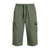 Men Loose Fit Knee Length Cargo Shorts with Elastic Waistband Drawstring and Large Side Pockets for Daily Wear